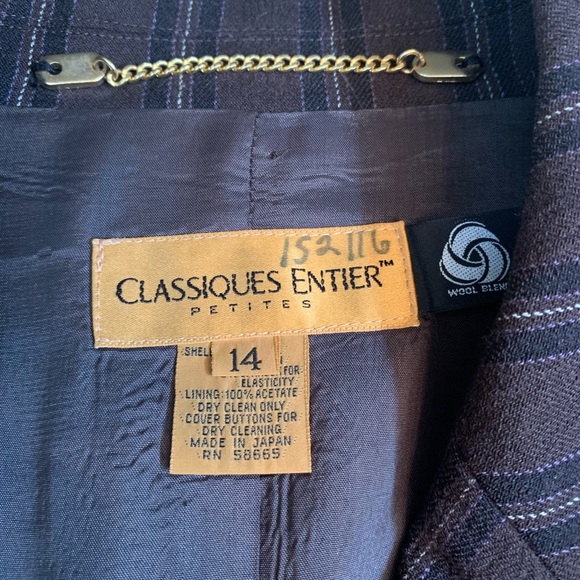 Classiques Entier like new short (petite) dress jacket pinstripes brown SZ 14 - Picture 10 of 10